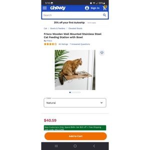 Chewy Wooden Wall Perch Cat Feeding Station